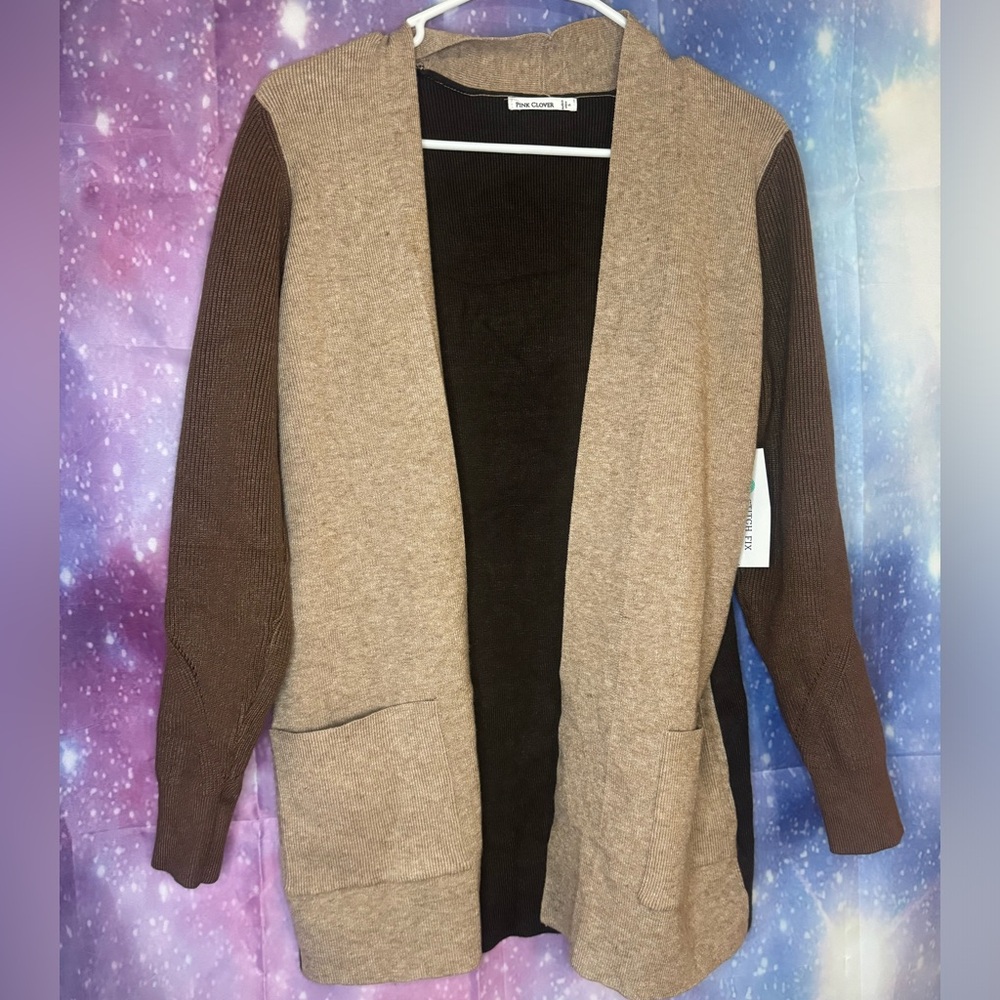 New stitch fix color block pink clover cardigan